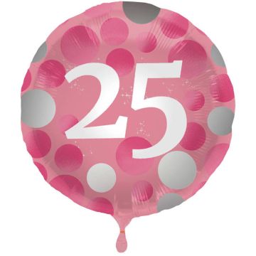 25 Jahre Folienballon Rosa - 45 cm