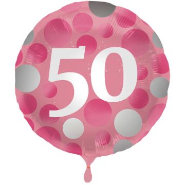 50 Jahre Folienballon Pink - 45 cm