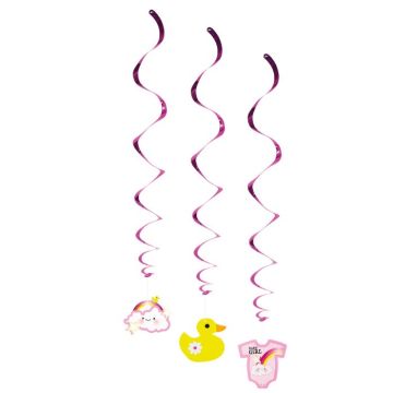 Rosa Wirbel mit Baby-Motiven 3x - 60 cm