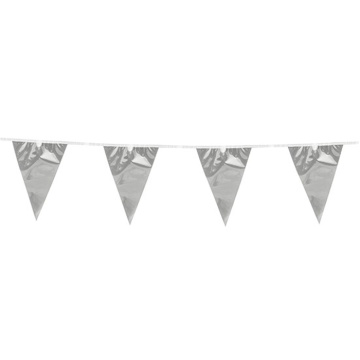 Sølv Metallic Flagguirlande 20 x 30 cm - 10 m