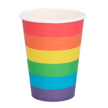 Regenbogen-Pappbecher 8x - 21 cl