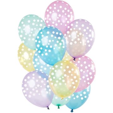 Pastellfarbene Ballons mit Punkten 12x - 33 cm