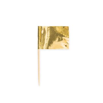 Zahnstocher mit Flaggen Metallic Gold 50x