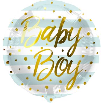 Baby Junge blaue und weiße gestreifte Folienballon - 45 cm