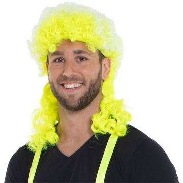 Neon gelbe Afro-Perücke mit Locken