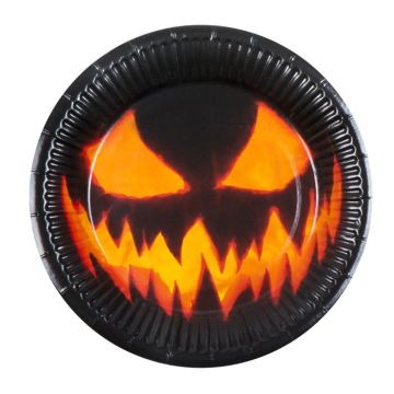 Gruselige Halloween-Kürbis-Pappteller 10x - Ø 23 cm