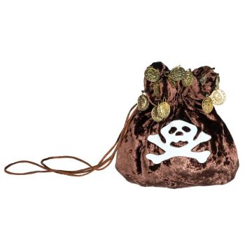 Piratentasche mit Totenkopf braun - 18x18 cm