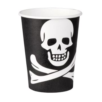 Piraten-Tasse mit Totenkopf 10x - 210 ml