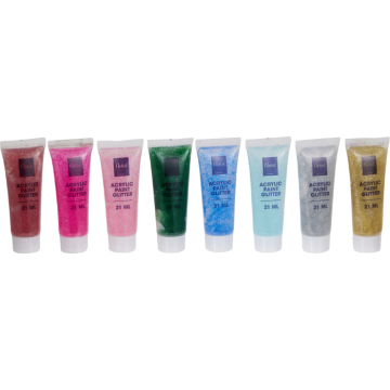 Acrylfarbe Glitzer 8x 21 ml. 