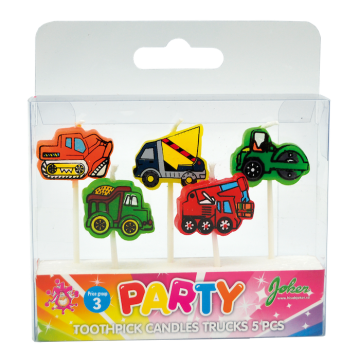 Kuchenkerzen mit Lastwagen und Baggern 5x