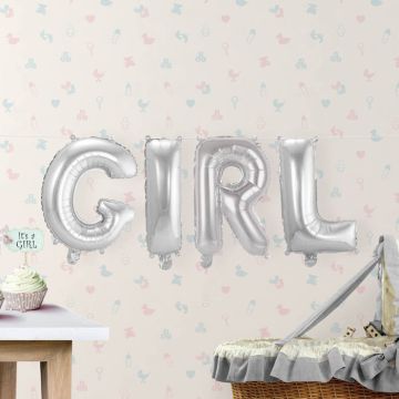 GIRL Silber Folienballon - 36 cm