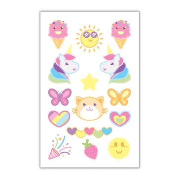 Falsche regenbogenfarbige Einhorn-Tattoos 15x