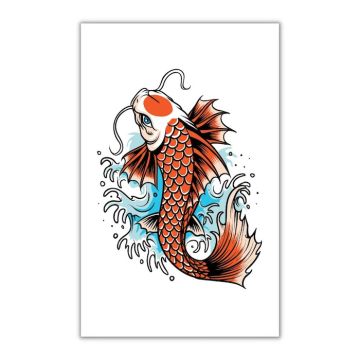 Fake und temporäres japanisches Koi-Fisch-Tattoo 10,5x20 cm 