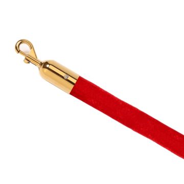 VIP Absperrseil Rot Samt-Gold Klickverschluss 180 cm