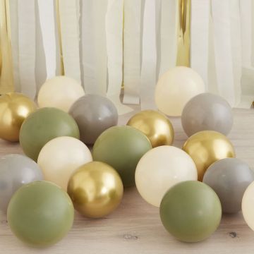 Goldene, graue, cremefarbene und olivfarbene Mini Ballons 40x - 12 cm