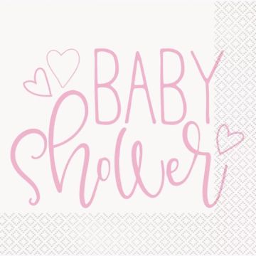 Servietten in Pink für Babyshower Mädchen 16x