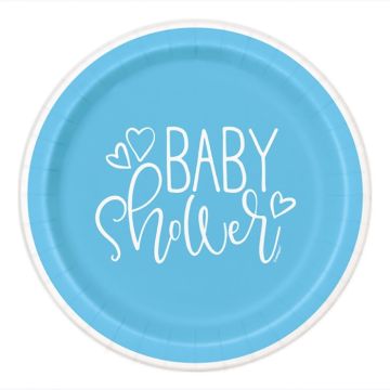 Babyshower Pappteller Junge blau 8x