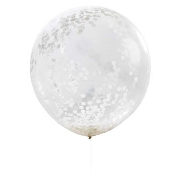 Luftballon mit weißem Konfetti - 90 cm