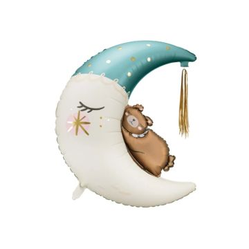 Folieballon teddybamse på månen 80x98 cm
