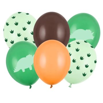 Luftballons mit Dinosaurier-Motiven Mix 6x - 30 cm