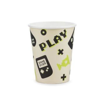 Pappbecher mit Gamer-Motiven 6x - 220 ml