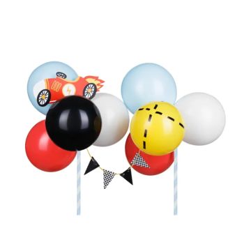 Ballon Kagedekorationspinde mit Autos Mix 8x - 29 cm