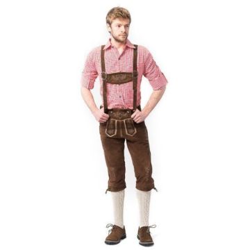 Tyroler Lederhosen Rudi lang dunkelbraun