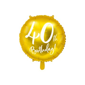 40th Birthday Geburtstagsballon gold - 45 cm