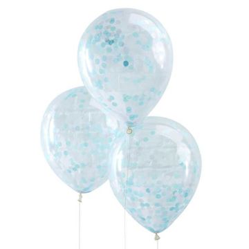 Blaue Konfetti Ballon 5x - 30 cm
