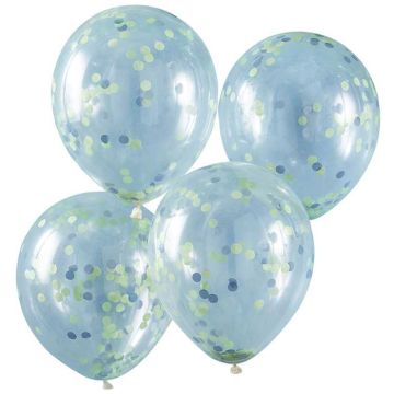Blau-grüner Konfetti-Ballon 5x - 30 cm