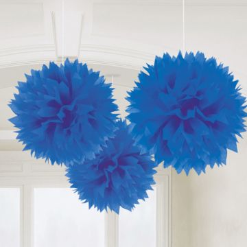 Pompons in Blau 3x - 40 cm