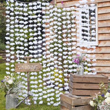 Blumenvorhang in Weiß - 2 x 1,8 Meter