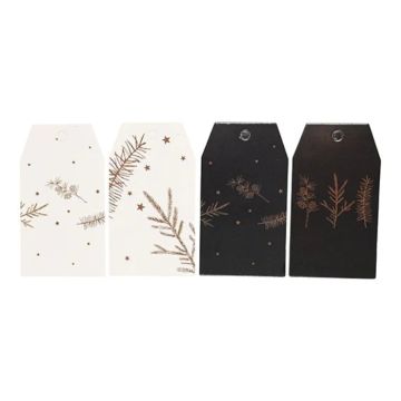 Geschenkanhänger in Weiß und Schwarz mit goldenen Motiven Evergreen 6x Die Alte Apotheke