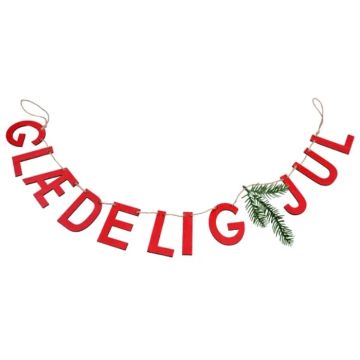 Girlande Frohe Weihnachten mit grünem Tannenzweig 100x8 cm Det Gamle Apotek