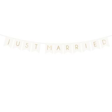 "Just Married" Girlande Weiß/Gold - 155 cm