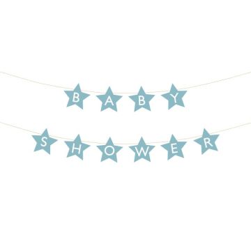 Hellblaue Babyshower-Stern-Girlande - 290x16,5 cm