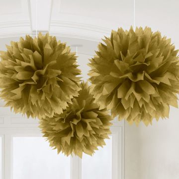 Pompons in Gold 3x - 40 cm