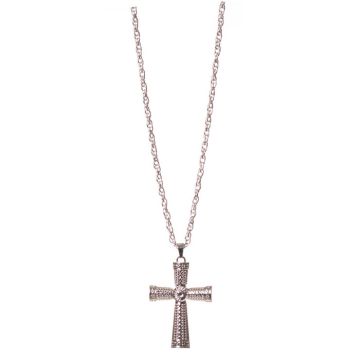 Detailliertes silbernes Kreuzhalsband