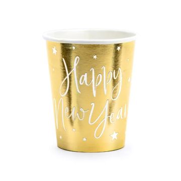 Happy New Year Pappbecher Gold 6x - 220 ml