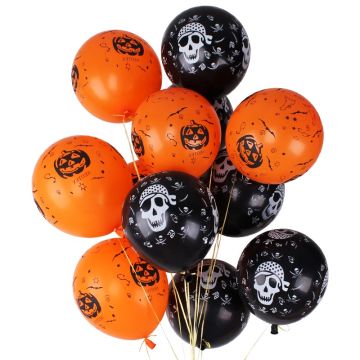 Halloween Ballons 20 Stk. schwarz/orange