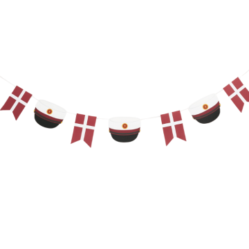 Rote Studentenmütze & Dannebrog-Girlande - 4 m 