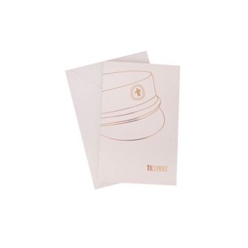 Guld student kort m. kuvert - 11 x 17 cm