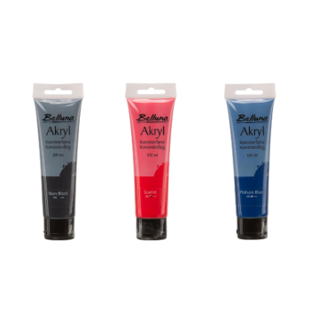 Acrylfarbe in Rot, Blau und Schwarz 75 ml