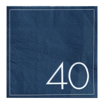 "40" Servietten blau 16x - 16,5 cm