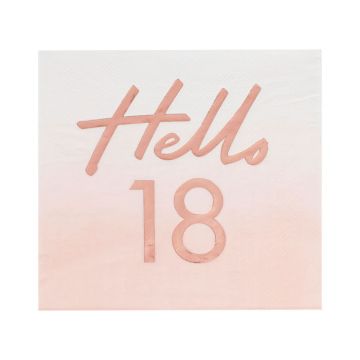 Hello 18 Pink/Roségold Servietten 16x - 16,5x16,5 cm