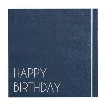 Happy Birthday Servietten in Blau 16x - 33x33 cm