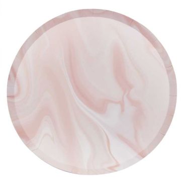 Pinke Marmor Pappteller 8x - 25 cm