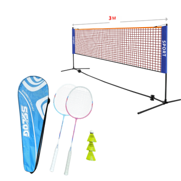Badminton-Set mit Netz, 2 Schlägern und 3 Bällen