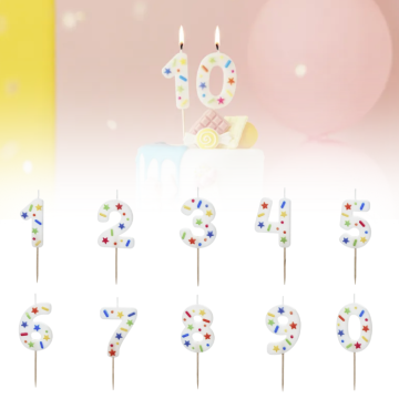 Kuchenlichter Konfetti Motiv 0-9 - 5,5 cm