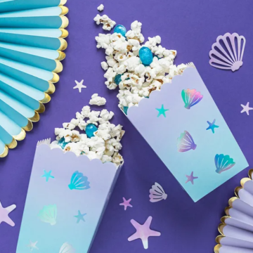 Popcornbecher mit Meer-Motiv 6x - 7x7x12,5 cm